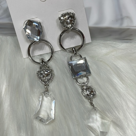 Zara Crystal Silver Dangle Earrings - Picture 11 of 12